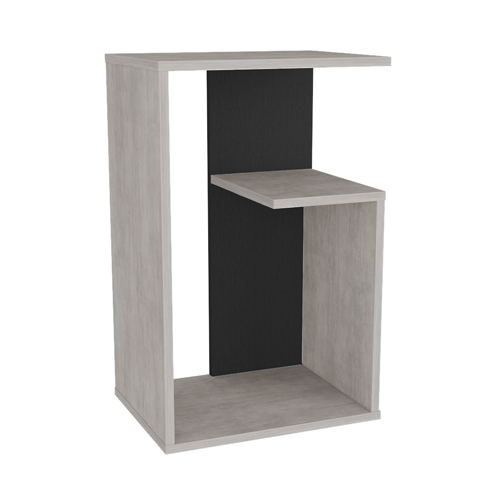 Mesa de Noche Evert, Agata y Wengue, con diseño moderno y espacio para ubicar objetos X2