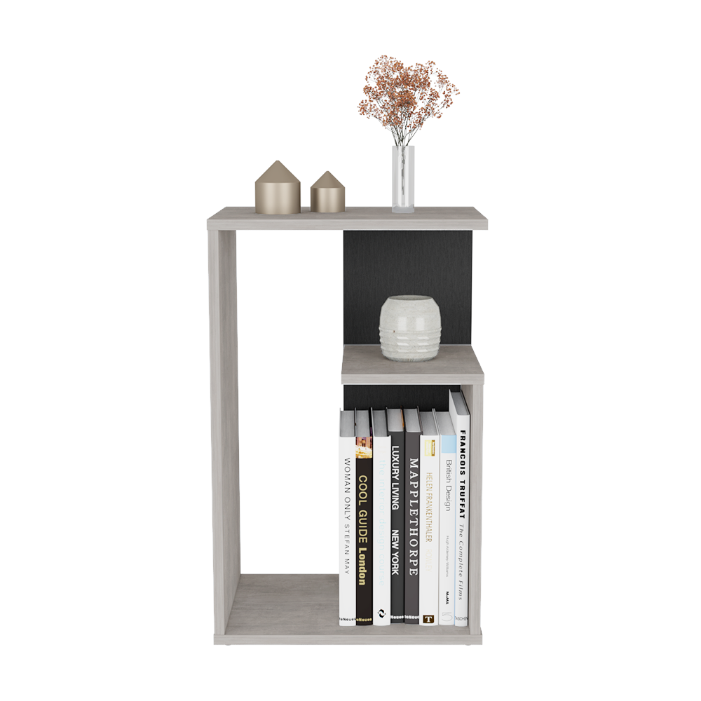 Mesa de Noche Evert, Agata y Wengue, con diseño moderno y espacio para ubicar objetos