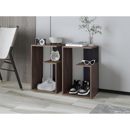 Mesa Auxiliar Evert, Coñac y Wengue, con diseño moderno y espacio para ubicar objetos ZF