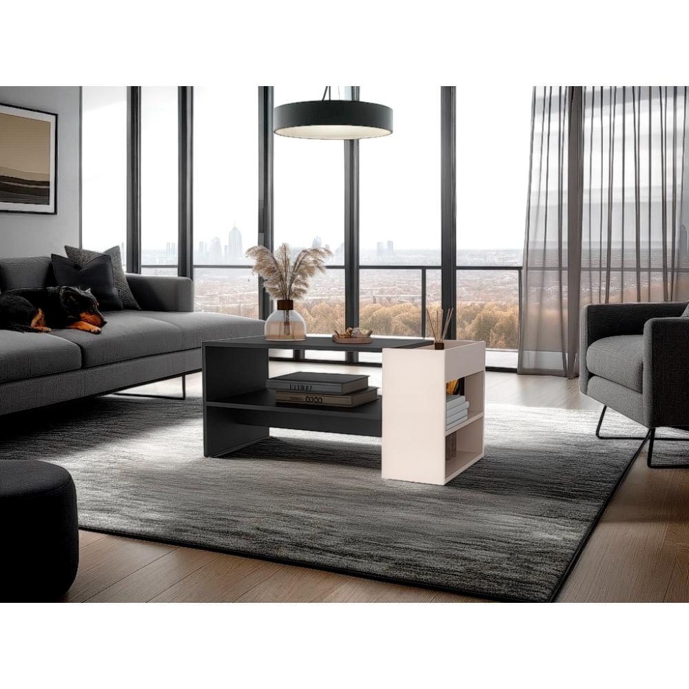 Mesa de Centro Larga Adel, Capri y Wengue, Con amplio espacio para decoración ZF