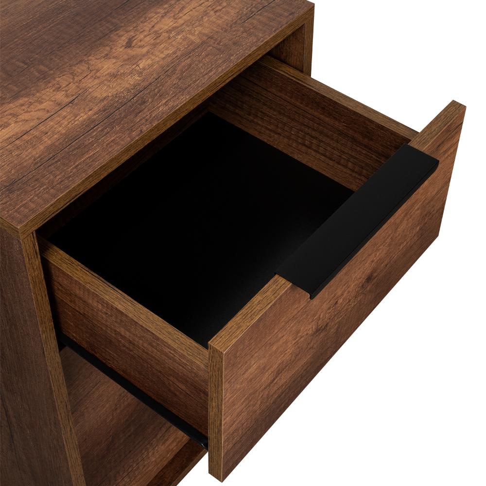Mesa de Noche Wesley, Cobre y Wengue, con una Puerta y un Cajón Organizador