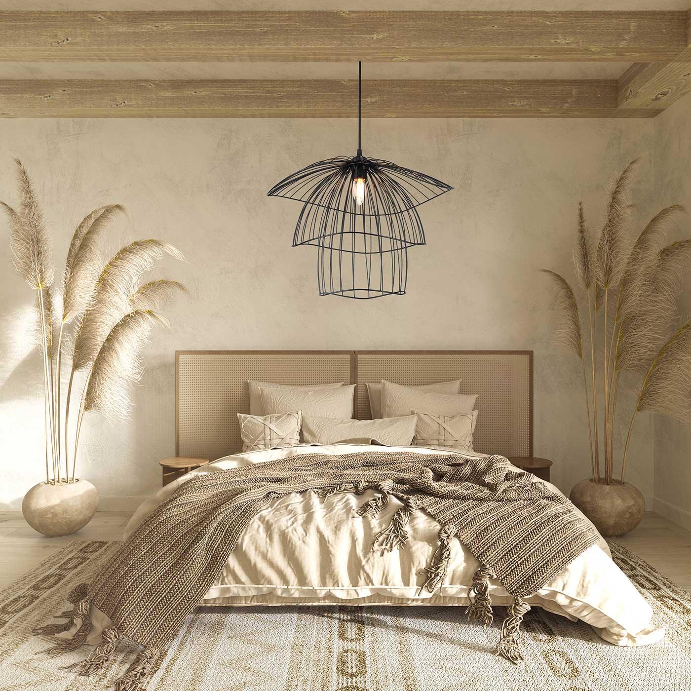 Lámpara Colgante Flora, Negro - VIRTUAL MUEBLES