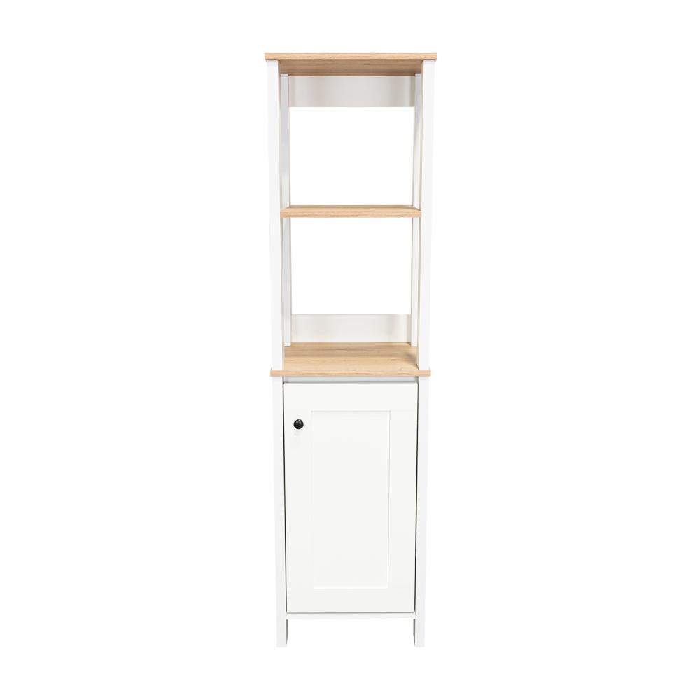 Gabinete de Baño Aqua 1, Blanco Vainilla y Café Claro, Con Variedad De Entrepaños