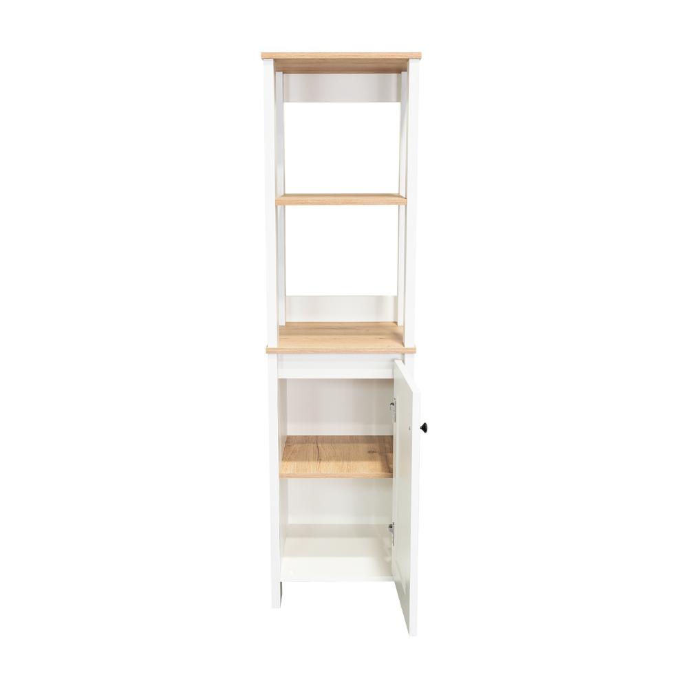 Gabinete de Baño Aqua 1, Blanco Vainilla y Café Claro, Con Variedad De Entrepaños