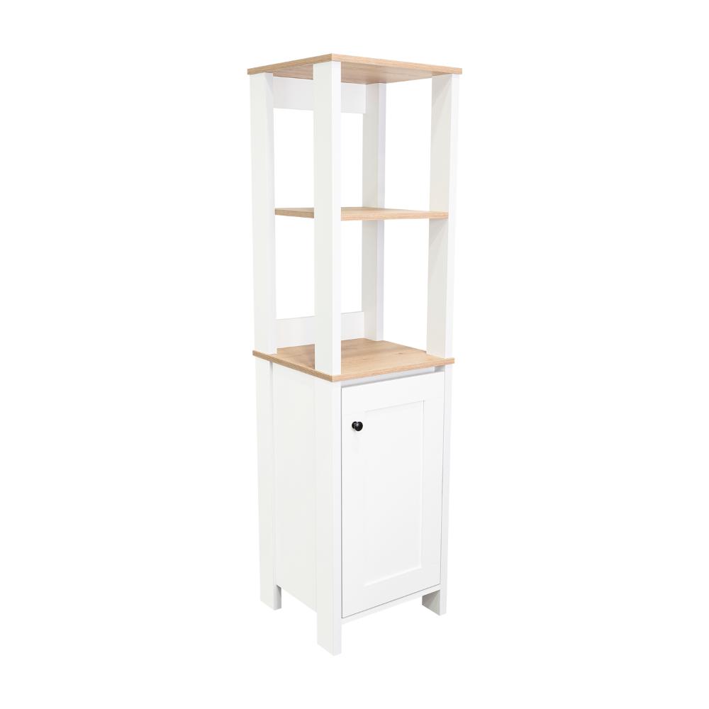Gabinete de Baño Aqua 1, Blanco Vainilla y Café Claro, Con Variedad De Entrepaños
