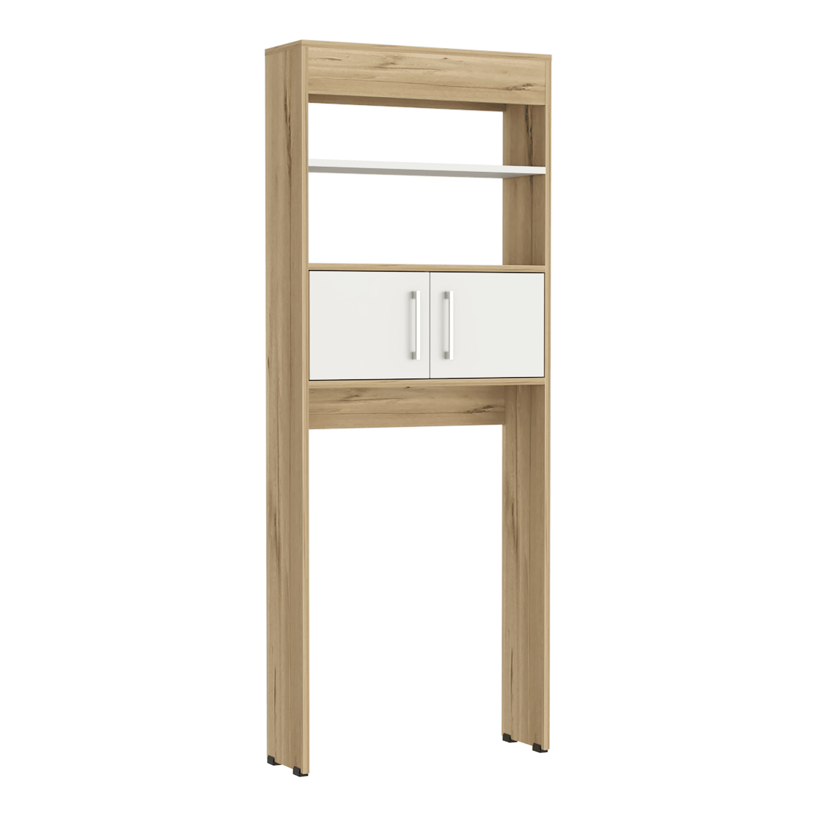 Gabinete de Baño Aqua 5, Blanco Duqueza y Café Claro, con Dos Puertas Para Su Almacenamiento X2