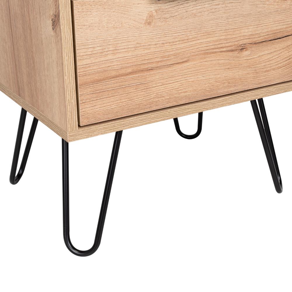 Mesa de Noche Concept, Café Claro y Wengue, con Dos Cajones Organizadores y Patas Metálicas X2