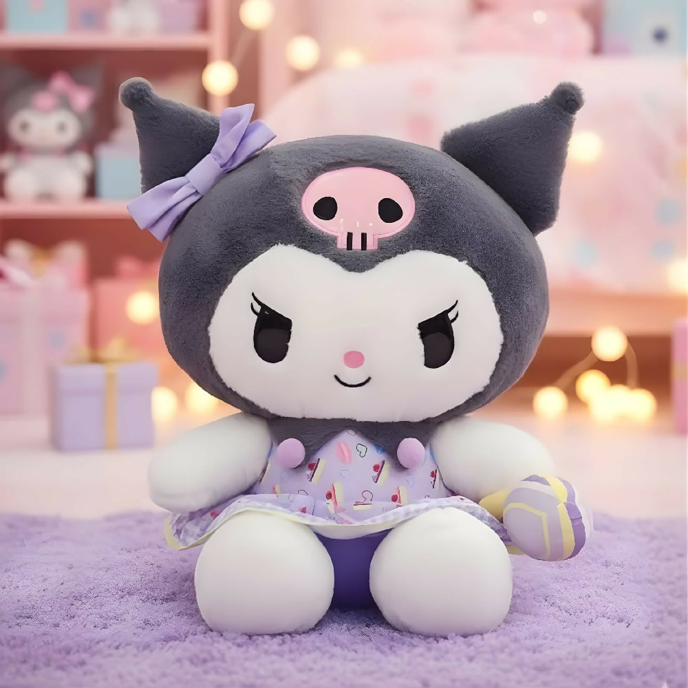 Peluche Manta Kuromi 40Cm Edición Vestido Lila Suave Ideal Para Regalo