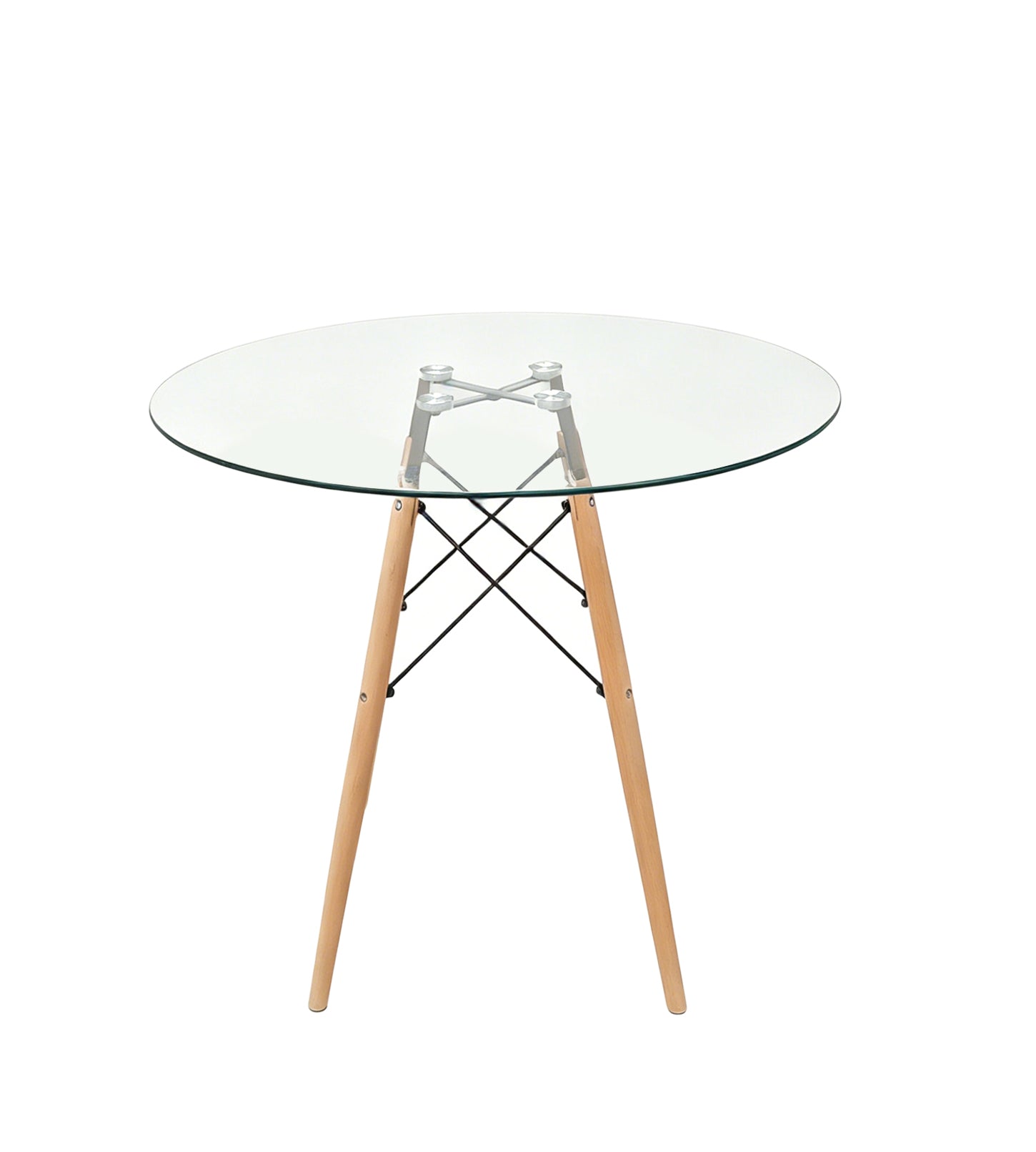Combo para Sala Kristal, Incluye Mesa Redonda de Vidrio y 2 Sillas