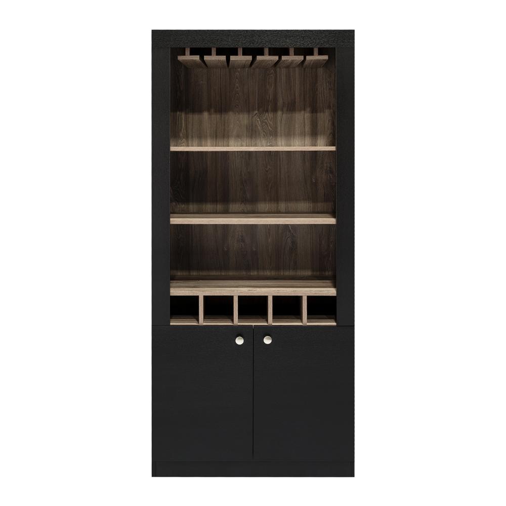 Bar Tonny, Avellana y Wengue, con Espacio Superior Para Almacenar Copas de Vino