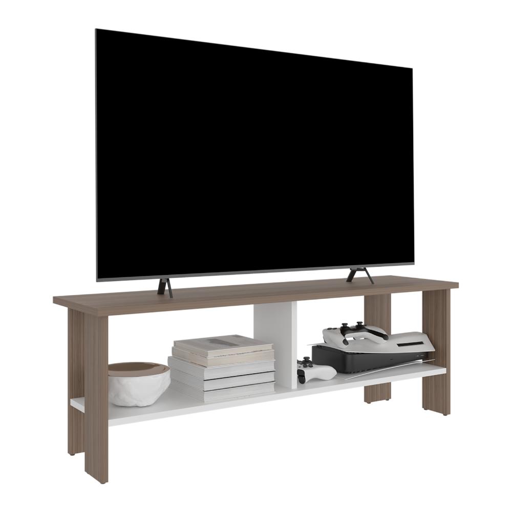 Mesa Para Tv Navi, Avellana y Blanco Duqueza, Para Televisor Hasta 55 Pulgadas