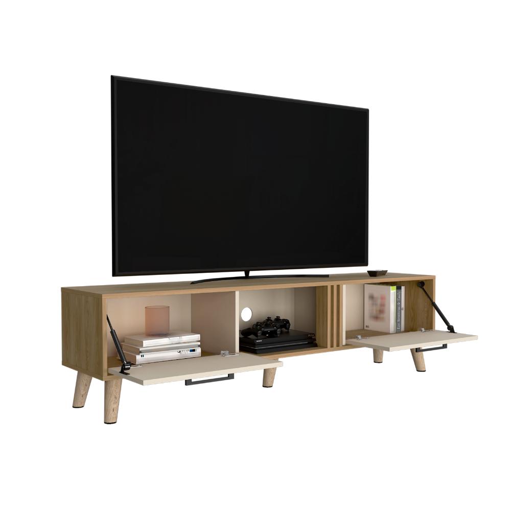 Mesa para TV Vanez, Fresno Europeo y Capri, con dos puertas abatibles 70"