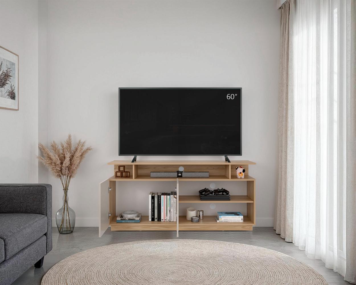 Mesa Para Tv Hope , Fresno Europeo y Capri, con espacio para TV de 65"