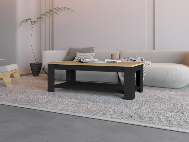 Mesa de Centro Sensi, Fresno Europeo y Wengue, con Diseño Moderno