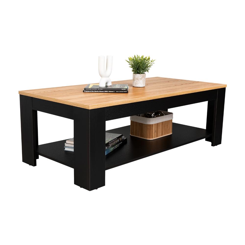 Mesa de Centro Sensi, Fresno Europeo y Wengue, con Diseño Moderno