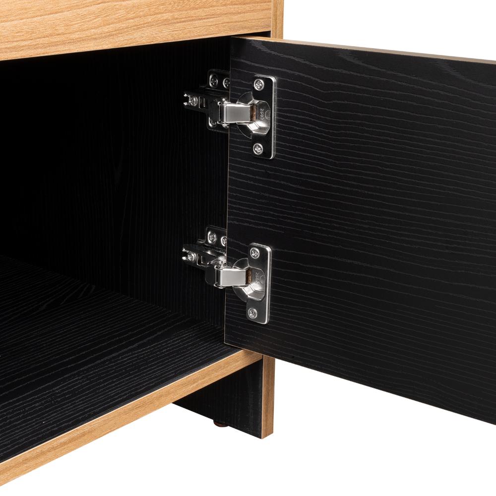Mesa de Noche Tutto, Fresno Europeo y Wengue, Con Cajón Para Guardar Objetos Ideal Para Espacios Reducidos