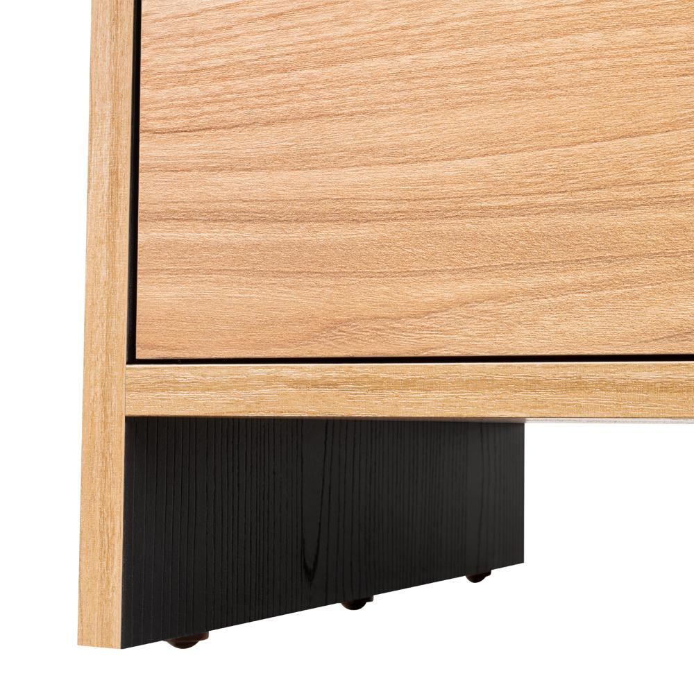 Mesa de Noche Tutto, Fresno Europeo y Wengue, Con Cajón Para Guardar Objetos Ideal Para Espacios Reducidos