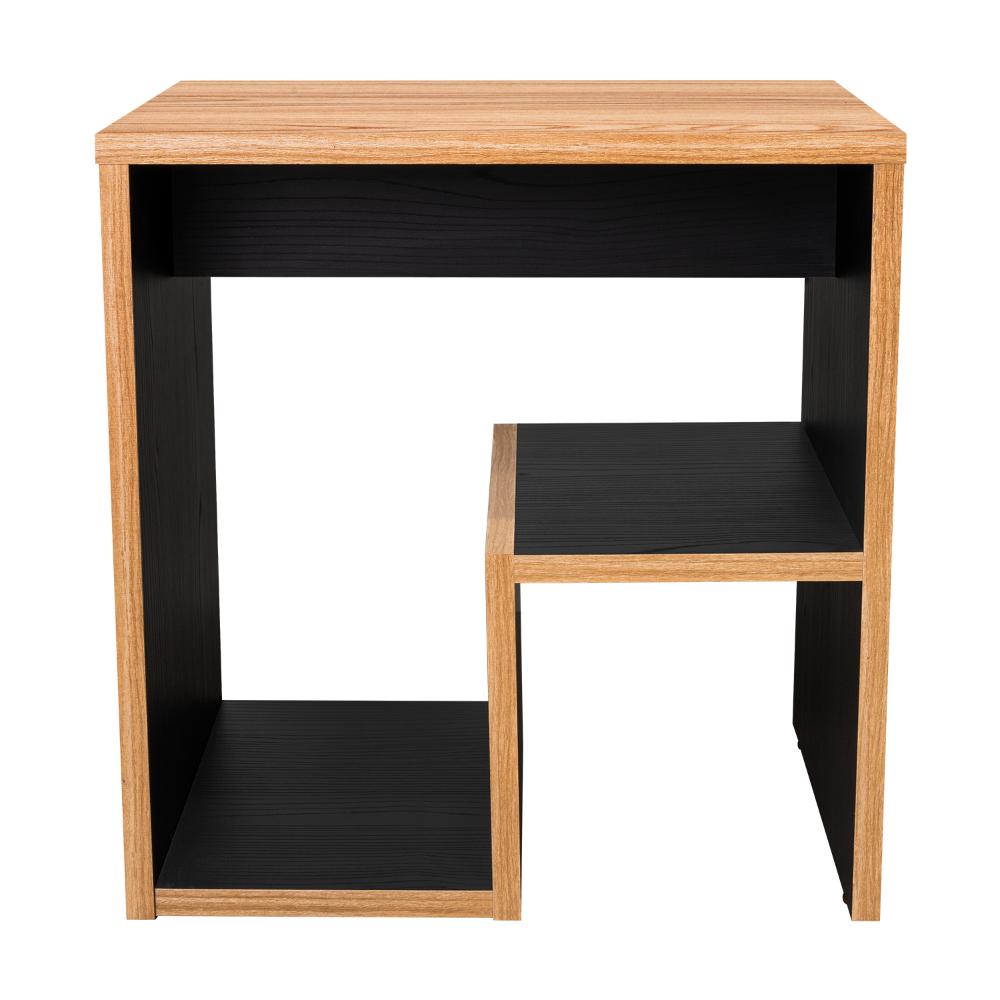 Mesa de Noche Niro, Fresno Europeo y Wengue, con diseño minimalista