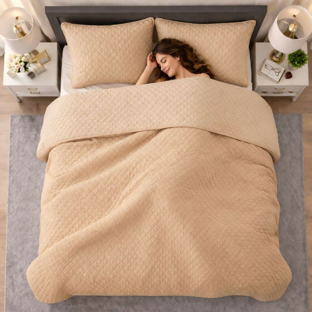 Colcha semidoble beige