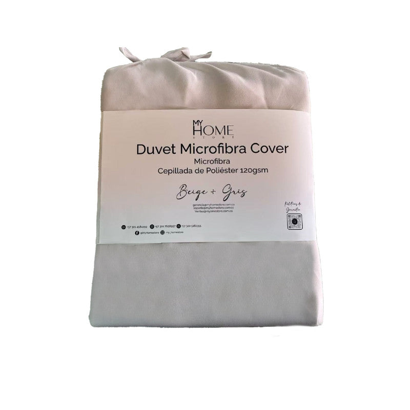 Duvet Cover + Plumón Bicolor Beige Gris Claro Sencillo
