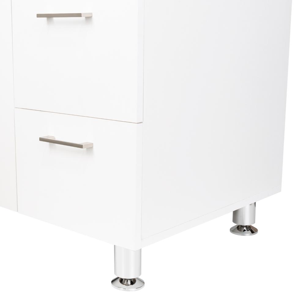 Gabinete Inferior Stella, Blanco Perla, con Dos Puertas Batientes y Tres Cajones Deslizables, con Mesón Izquierdo