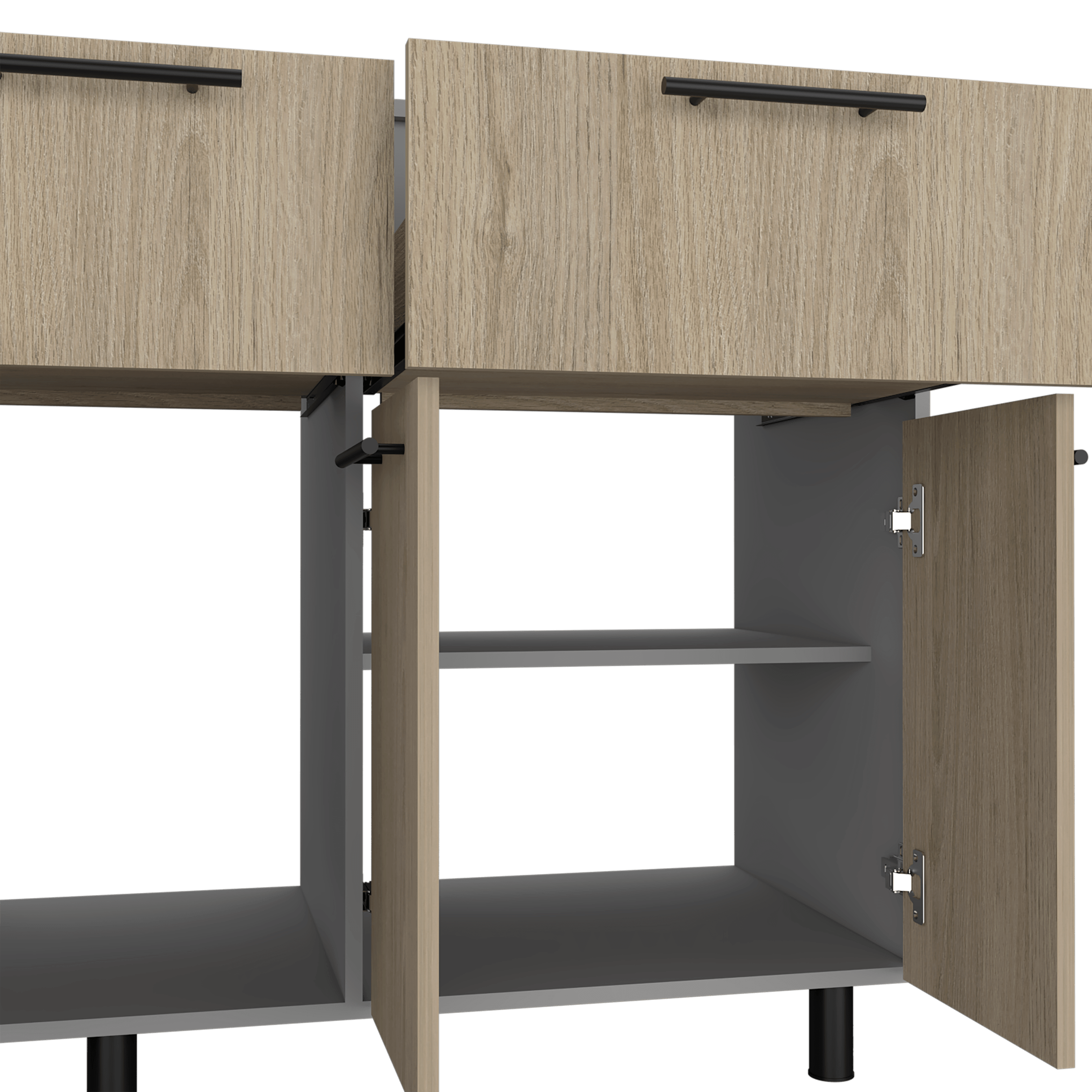 Gabinete Inferior Kazán, Beige y Gris, con Gran Capacidad de Almacenamiento - VIRTUAL MUEBLES