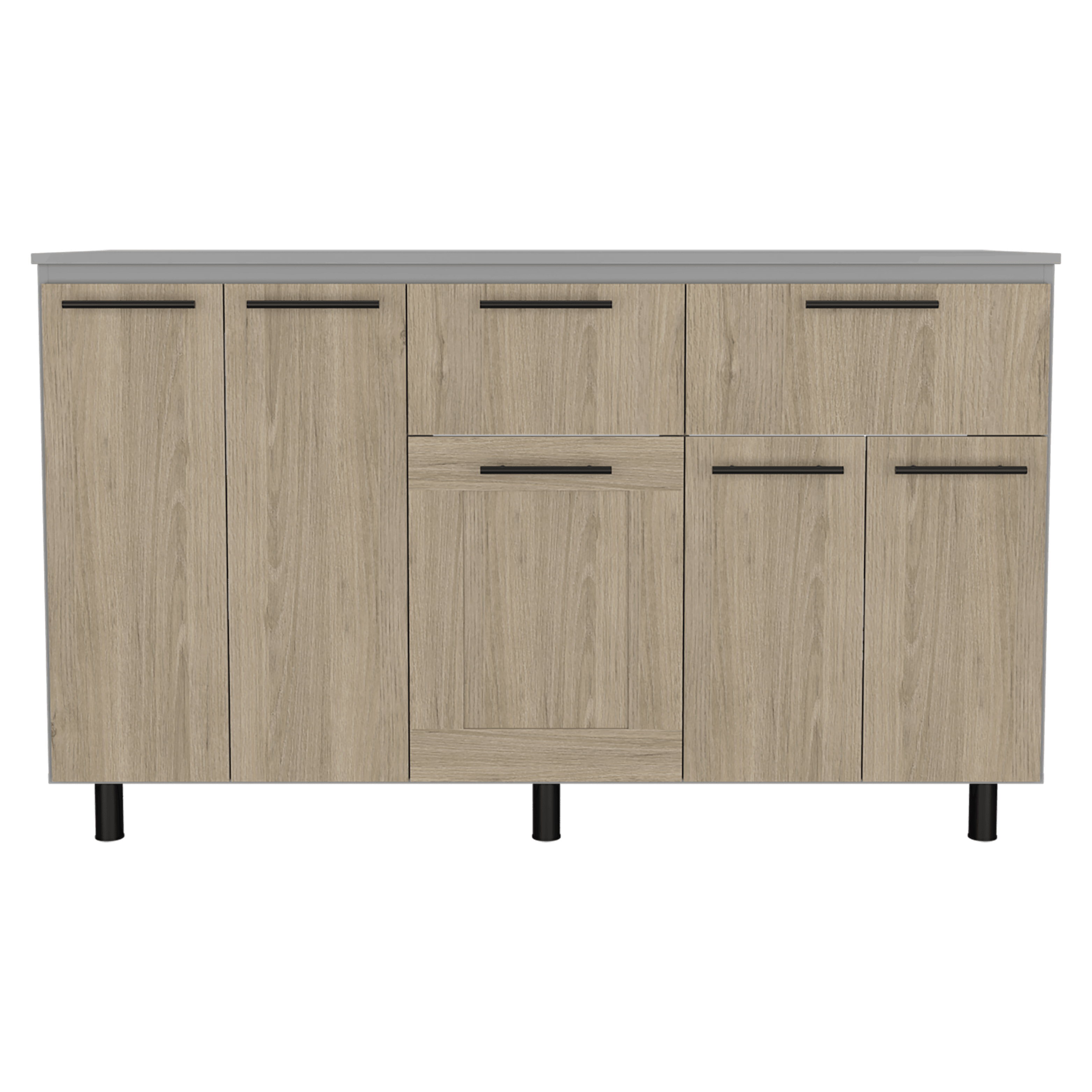 Gabinete Inferior Kazán, Beige y Gris, con Gran Capacidad de Almacenamiento - VIRTUAL MUEBLES