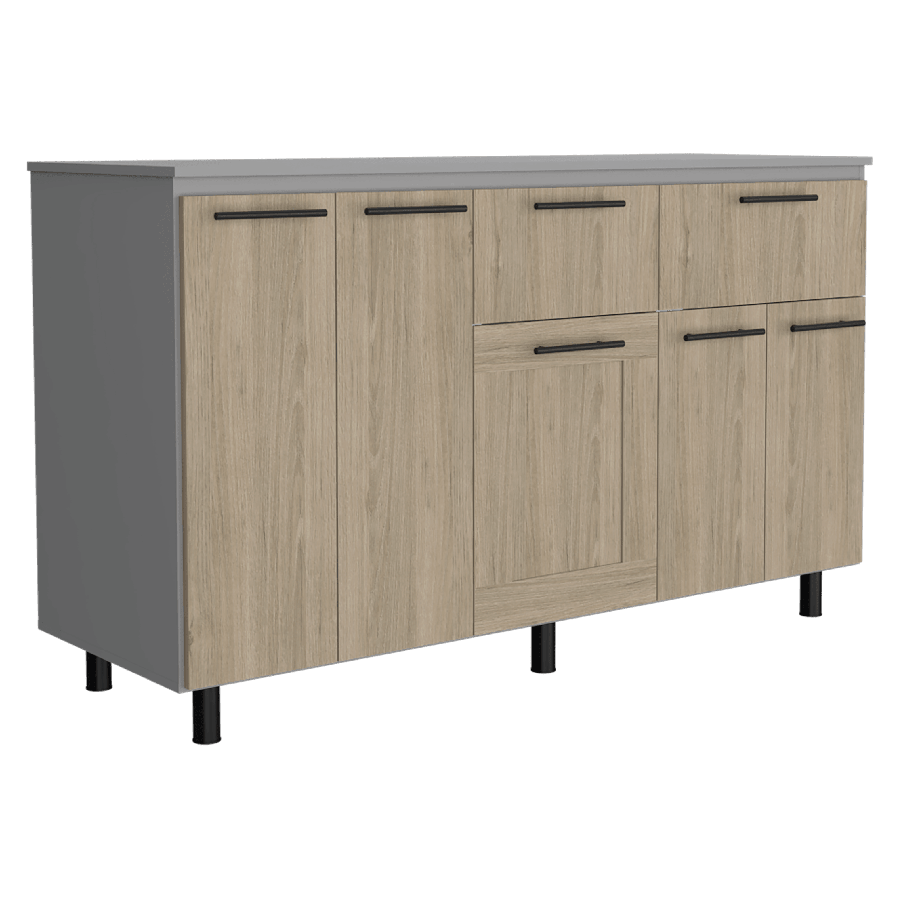 Gabinete Inferior Kazán, Beige y Gris, con Gran Capacidad de Almacenamiento - VIRTUAL MUEBLES