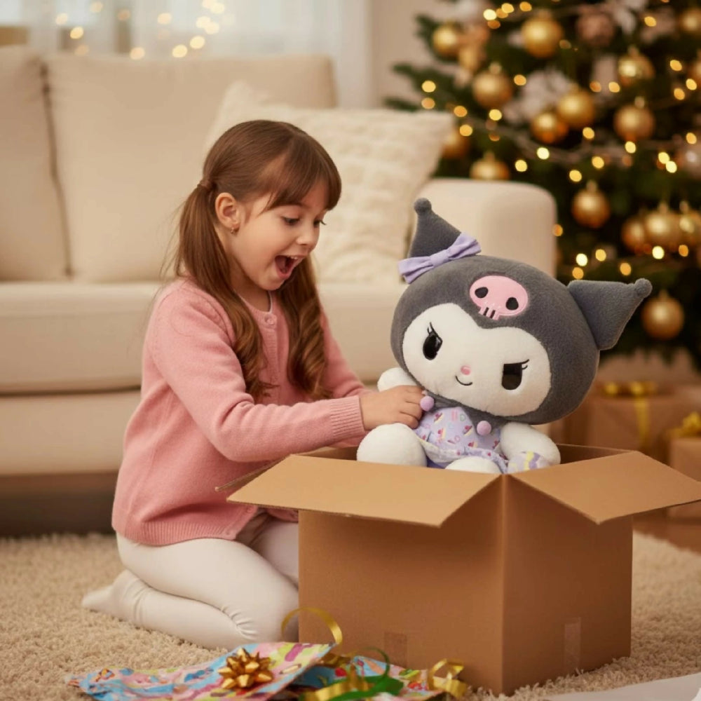 Peluche Manta Kuromi 40Cm Edición Vestido Lila Suave Ideal Para Regalo
