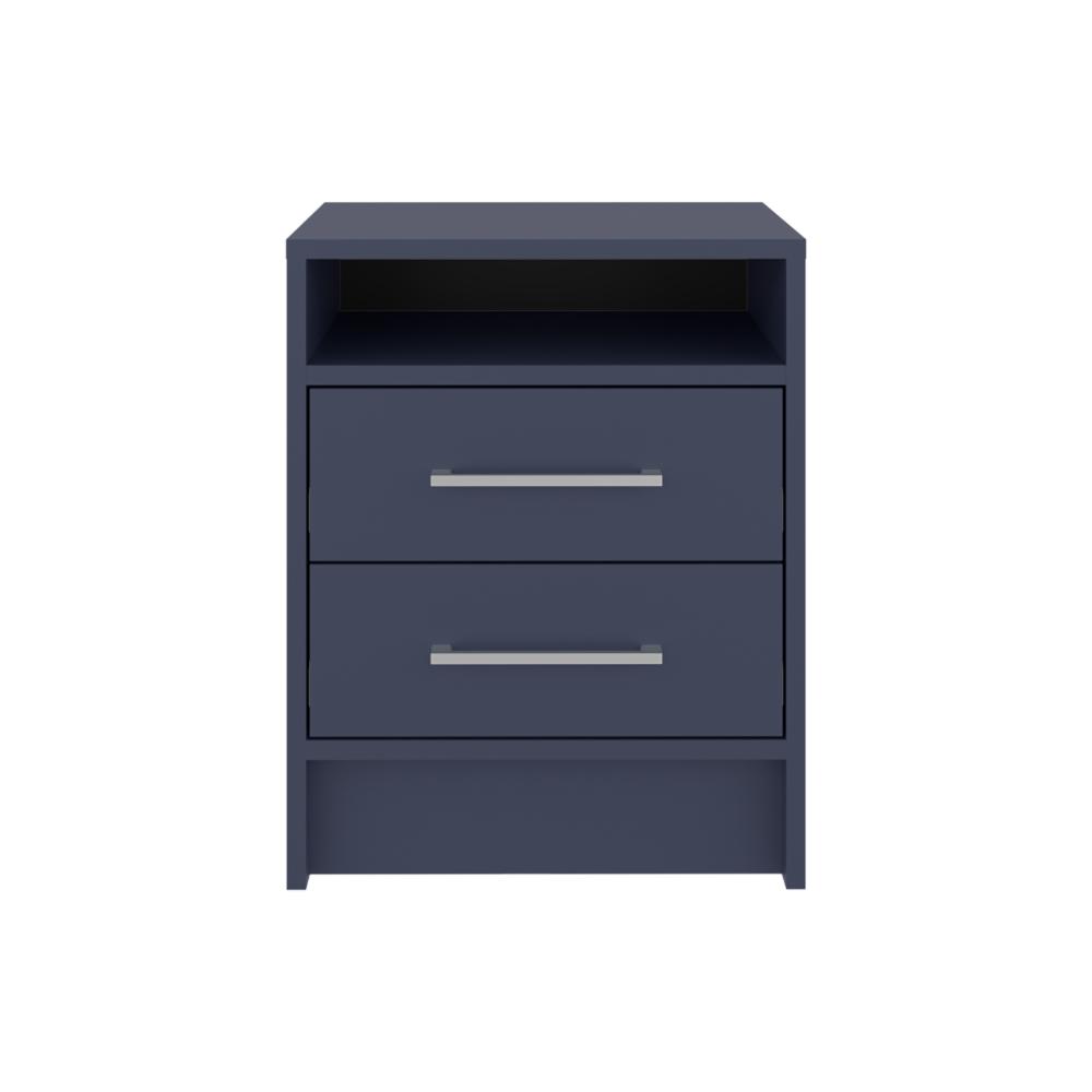 Mesa de Noche Douglas, Kronos Azul, Con Dos Cajones, Espacio Para Libros Y Objetos Decorativos