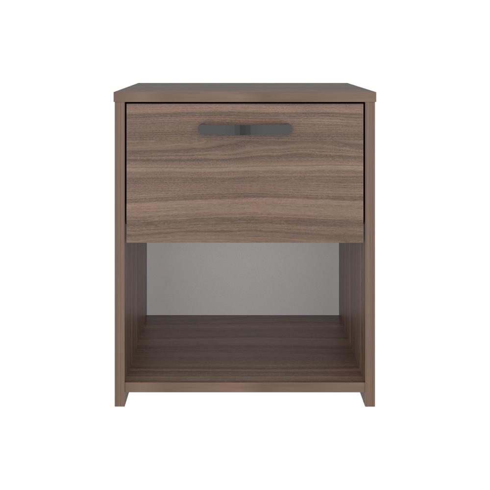 Mesa de Noche Pamplona, Avellana, un Cajón y Amplia Superficie para Poner Objetos