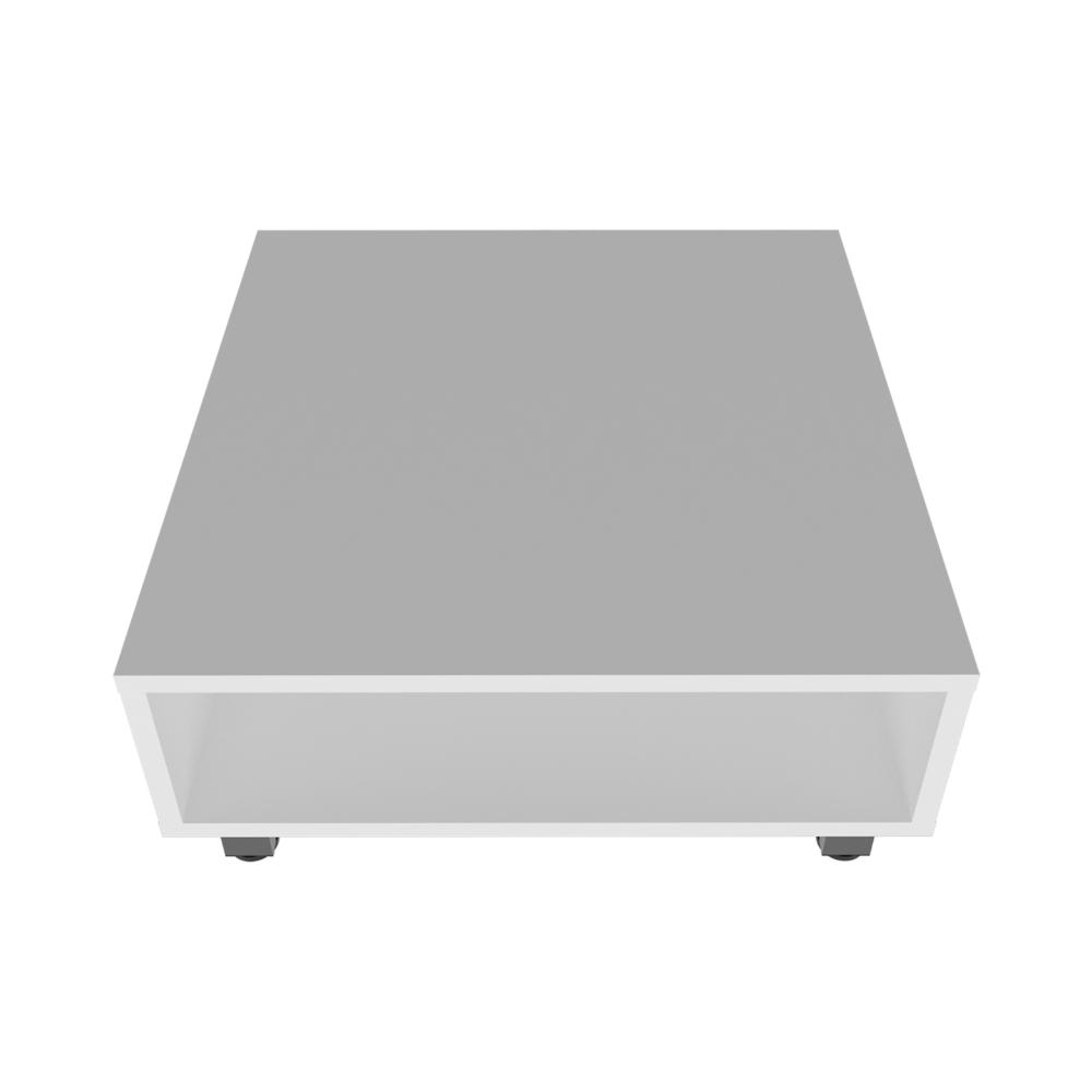 Mesa de Centro Pity, Blanco, con Patas en Acero Cromado ZF