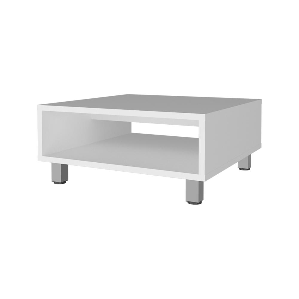 Mesa de Centro Pity, Blanco, con Patas en Acero Cromado ZF