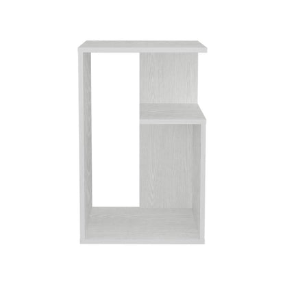 Mesa Auxiliar Evert, Blanco Duqueza, con diseño moderno y espacio para ubicar objetos