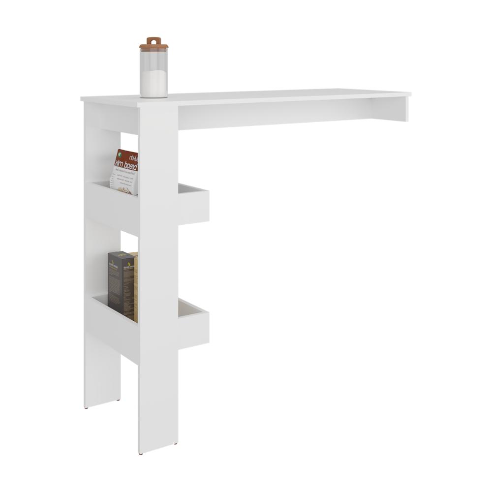 Mesa de Bar Rayo, Blanco Duqueza, con espacio para colocar objetos de bar ZF