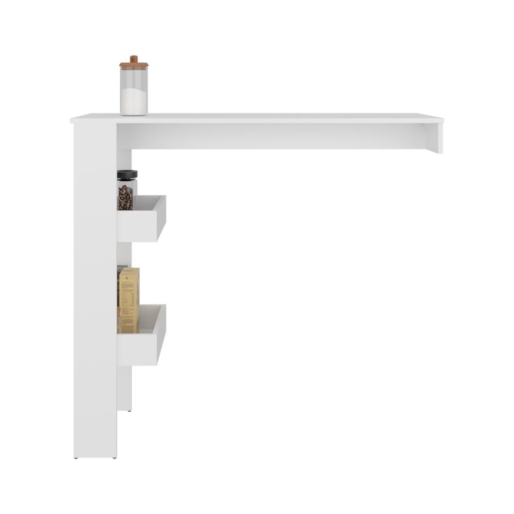 Mesa de Bar Rayo, Blanco Duqueza, con espacio para colocar objetos de bar ZF