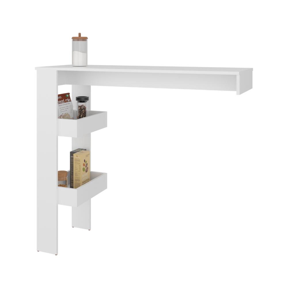 Mesa de Bar Rayo, Blanco Duqueza, con espacio para colocar objetos de bar ZF