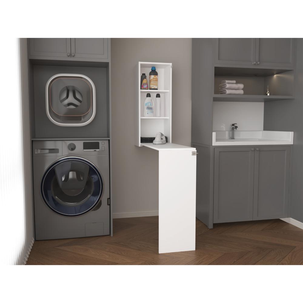 Mesa Para Planchar Plegable a la Pared Vesper, Blanco, con Amplia Superficie Baja Para Almacenamiento ZF