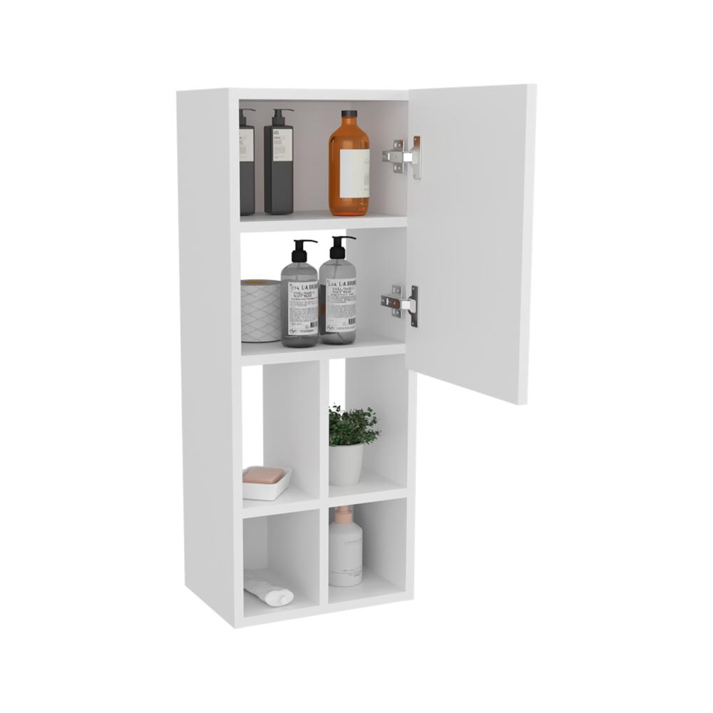 Gabinete de Baño Niwot, Blanco Duqueza, con tres entrepaños y compartimentos para almacenar objetos ZF