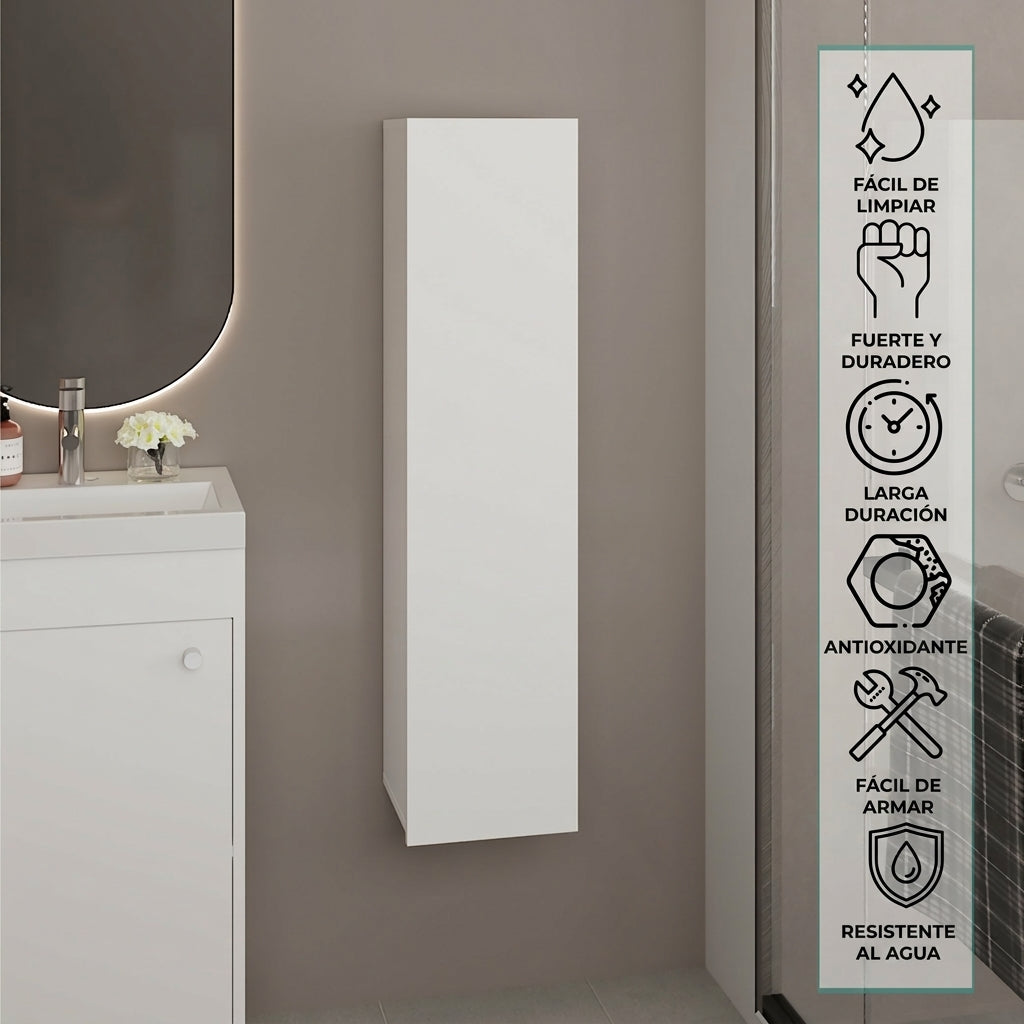 Alacena de Pared Mediana, Blanco, para implementos de aseo minimalista