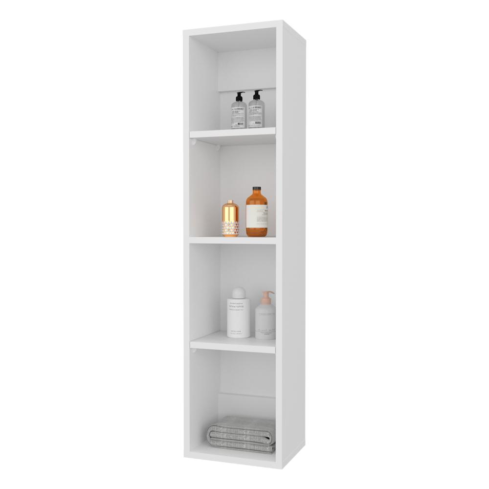 Alacena de Pared Pequeño Minimalista, Blanco, sin puertas, para implementos de aseo ZF