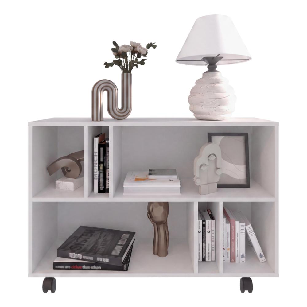 Mesa Auxiliar Jorge, Blanco, con Espacio para Guardar Objetos Como Libros y Decoración ZF