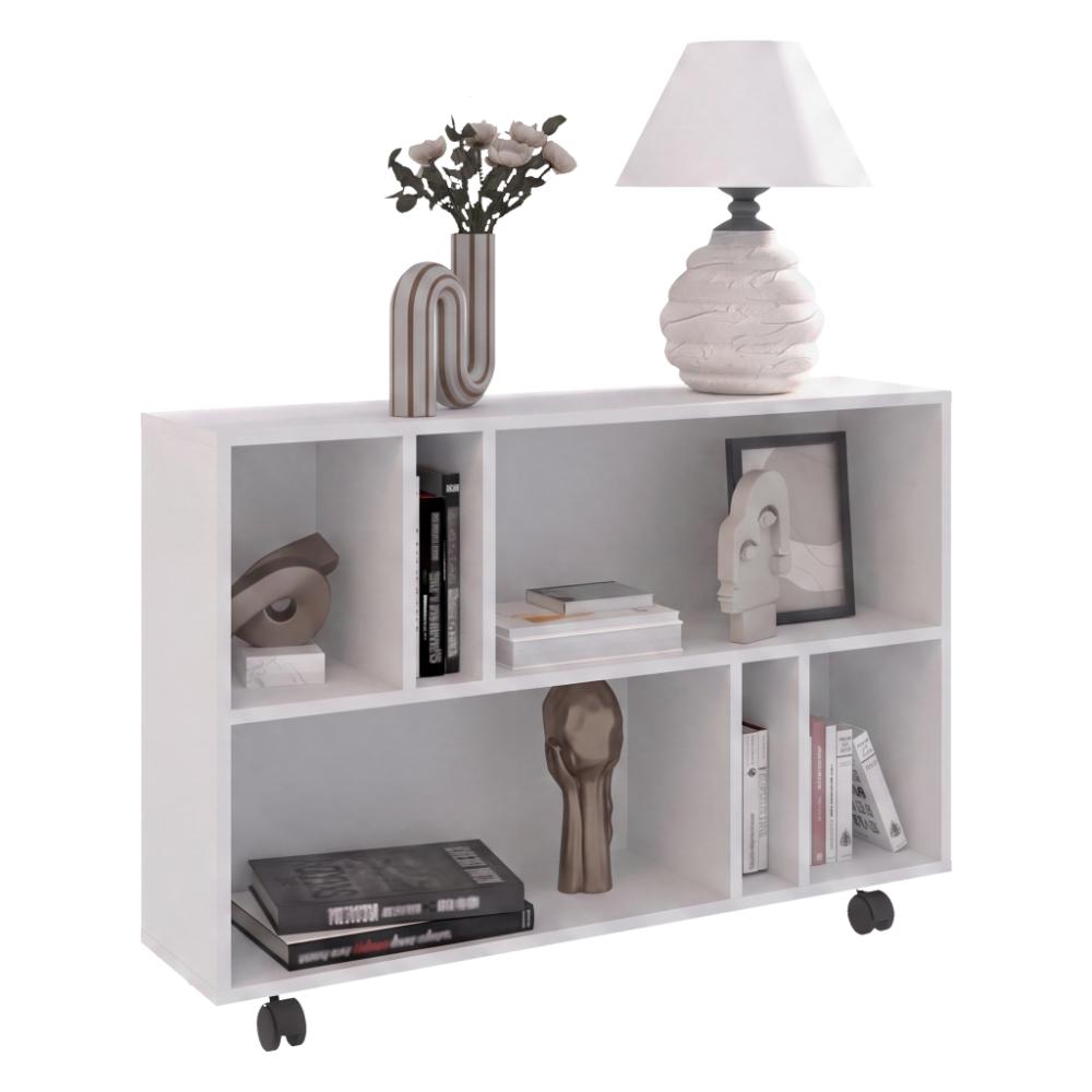 Mesa Auxiliar Jorge, Blanco, con Espacio para Guardar Objetos Como Libros y Decoración ZF