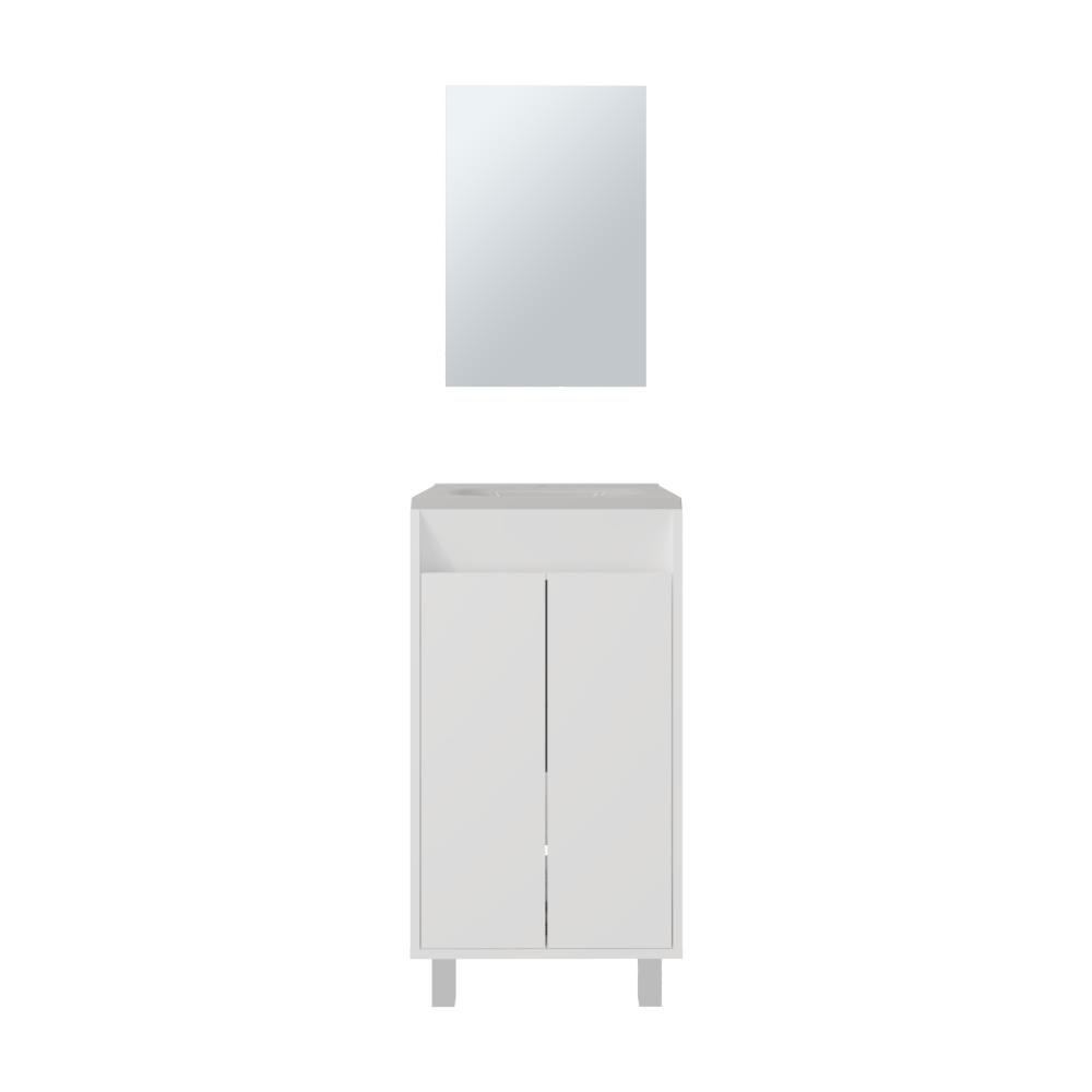 Combo Mueble Para Lavamanos Brandy, Blanco Duqueza, Incluye Lavamanos Praia 45 y Espejo ZF