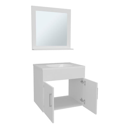Mueble Para Lavamanos Blake, Blanco Duqueza, Incluye Lavamanos Praia 60 y Espejo ZF