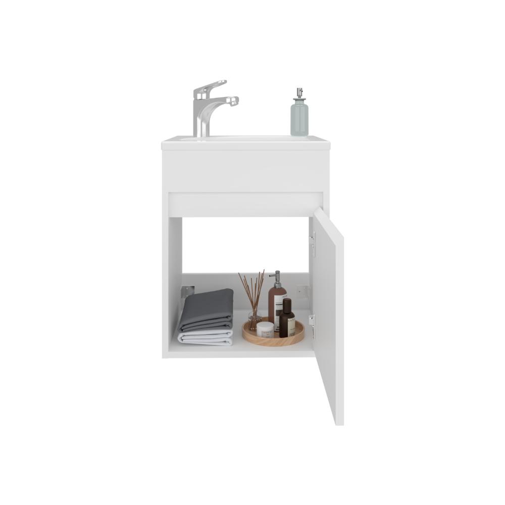 Mueble para Lavamanos Furman, Blanco Duqueza, Incluye Lavamanos Plastiglas Floresta 40 ZF