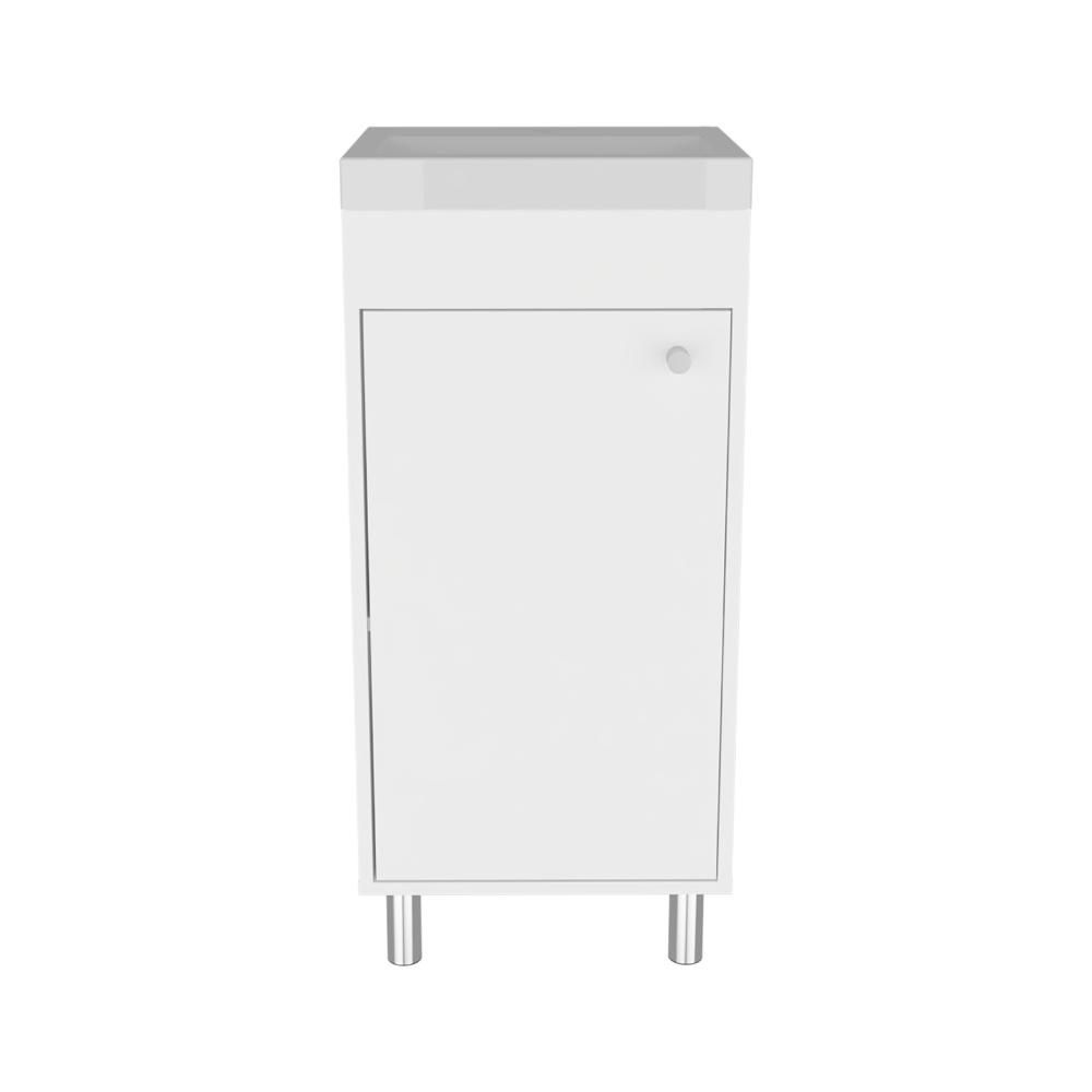 Mueble para Lavamanos Rivera, Blanco Duqueza, con Patas en Acero y con Gran Espacio para Colocar Objetos ZF