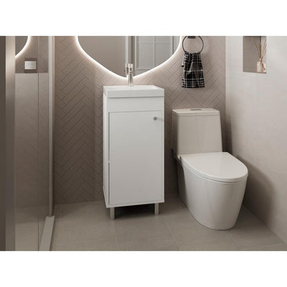 Mueble para Lavamanos Rivera, Blanco Duqueza, con patas en acero y con gran espació para colocar objetos ZF