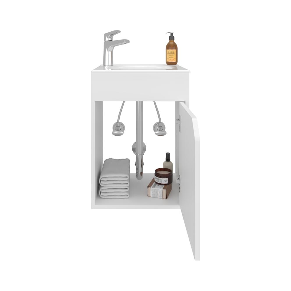 Mueble Para Lavamanos Flotante Betel, Blanco, Incluye Lavamanos Plastiglas Floresta 40 ZF