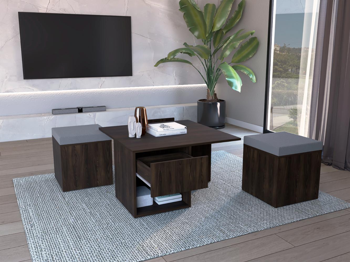 Mesa de Centro Lucien, Nogal Europeo, con espacio para colocar objetos decorativos ZF